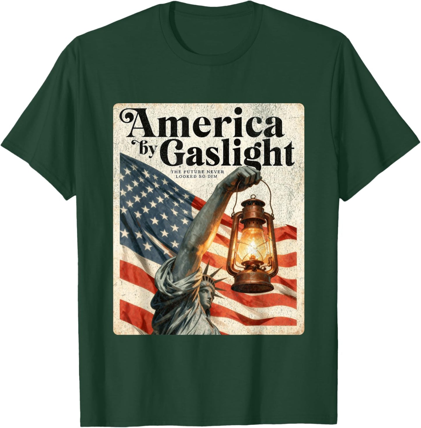 America by Gaslight, Dark Political Satire, Patriotic Parody T-Shirt - T-Shirt | Forest