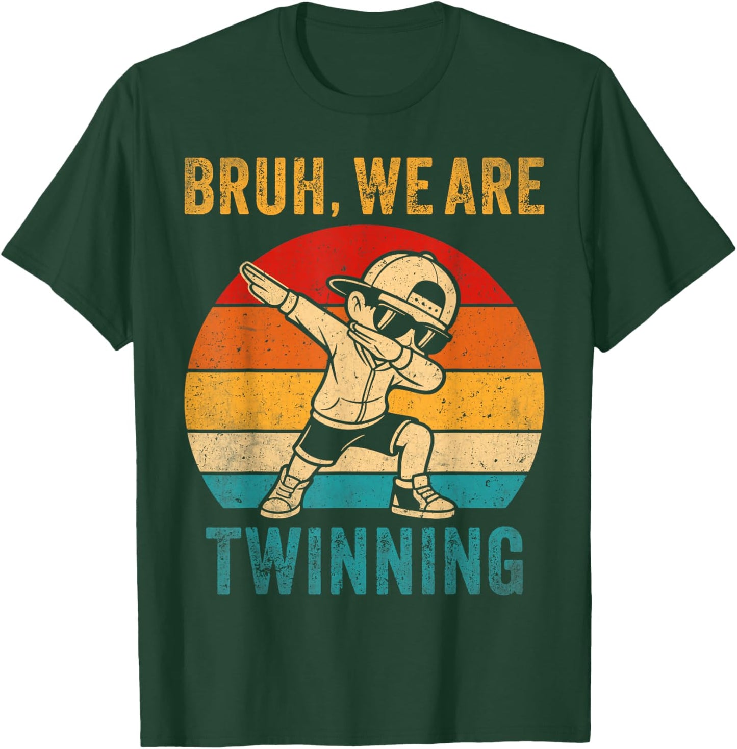 Bruh We are Twinning Kids Boys Funny Twin Day Dabbing Boy T-Shirt - T-Shirt | Forest