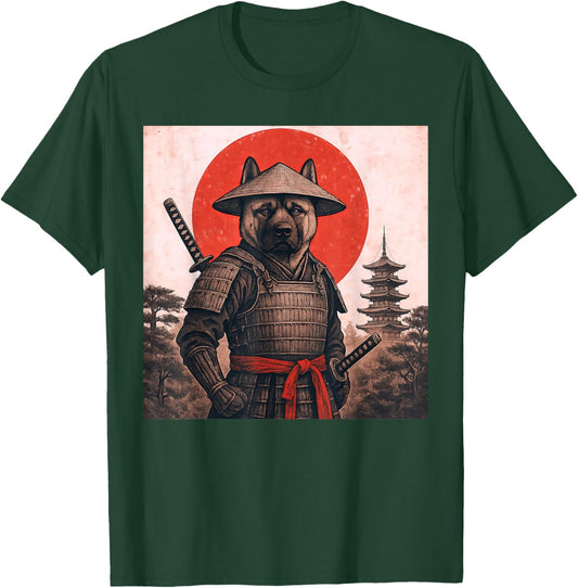 American Akita Samurai Warrior Vintage Japanese Ukiyo-e Dog T-Shirt - T-Shirt | Forest