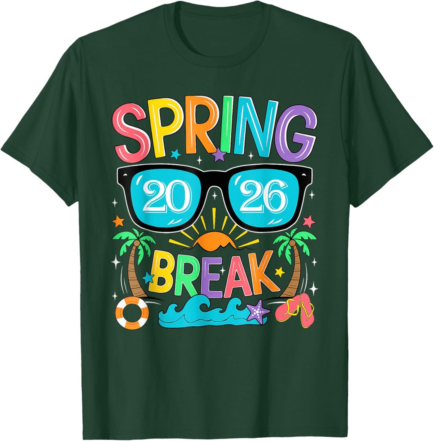 Aesthetic Spring Break 2026 Family Vacation Squad Graphic T-Shirt - T-Shirt | Forest