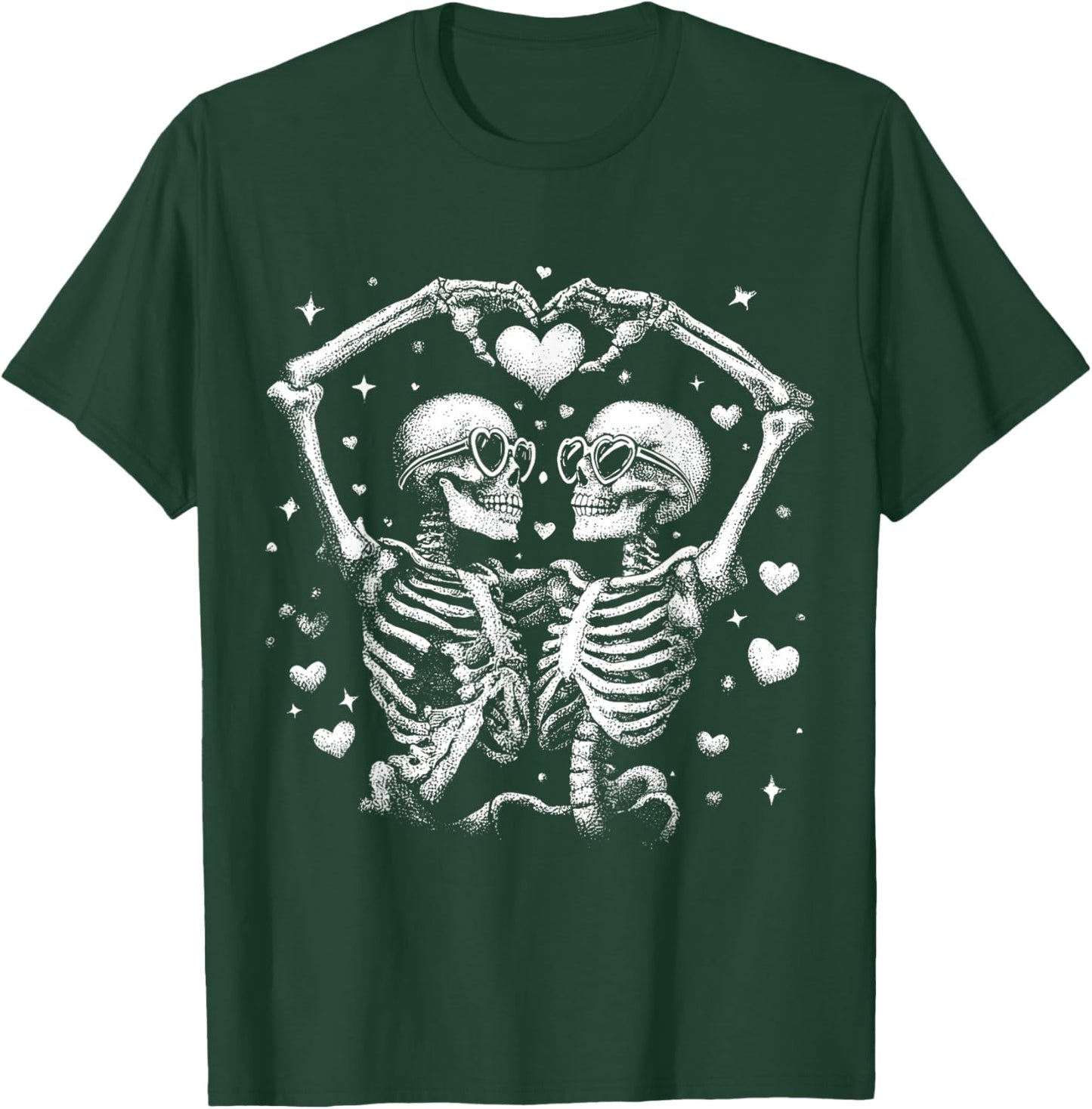 Funny Skeleton Love Gothic Valentine Heart Couple Men Women T-Shirt - T-Shirt | Forest
