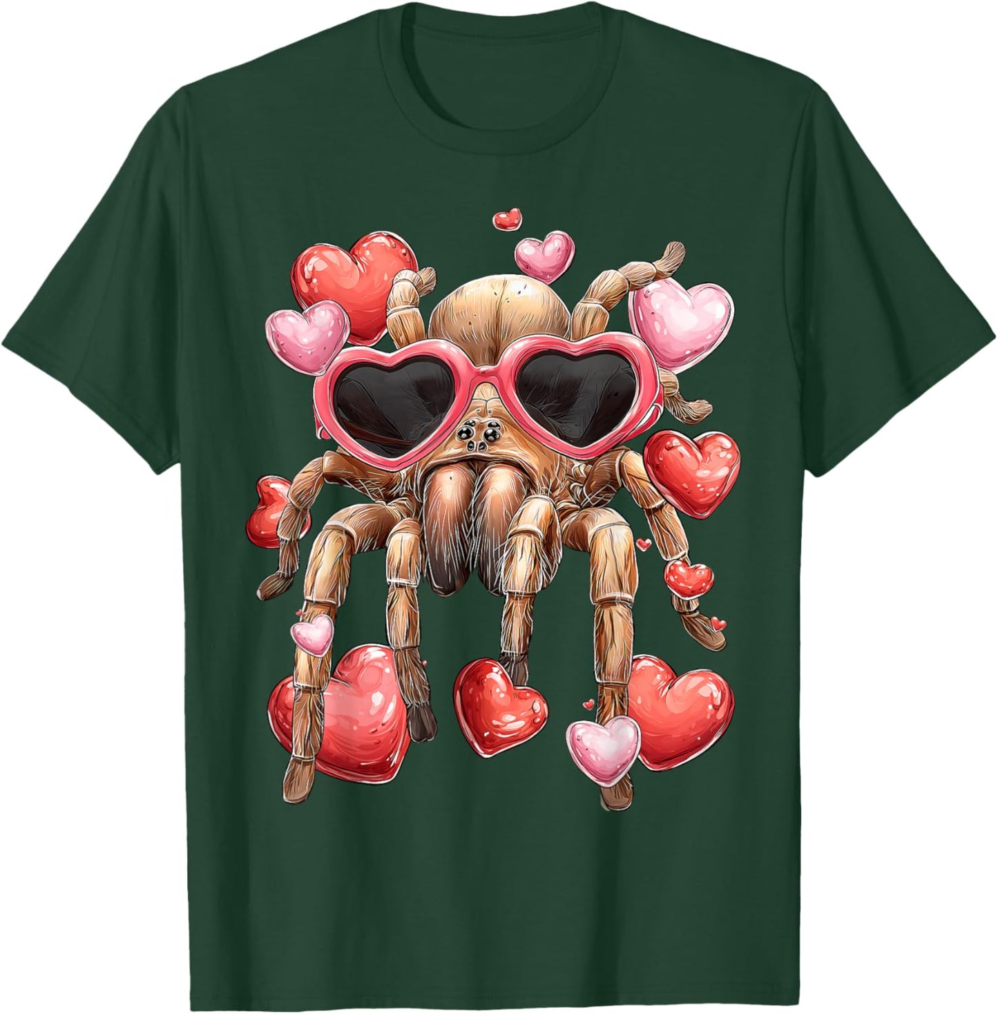 Tarantula Spider Valentine's Day Heart Glasses T-Shirt - T-Shirt | Forest