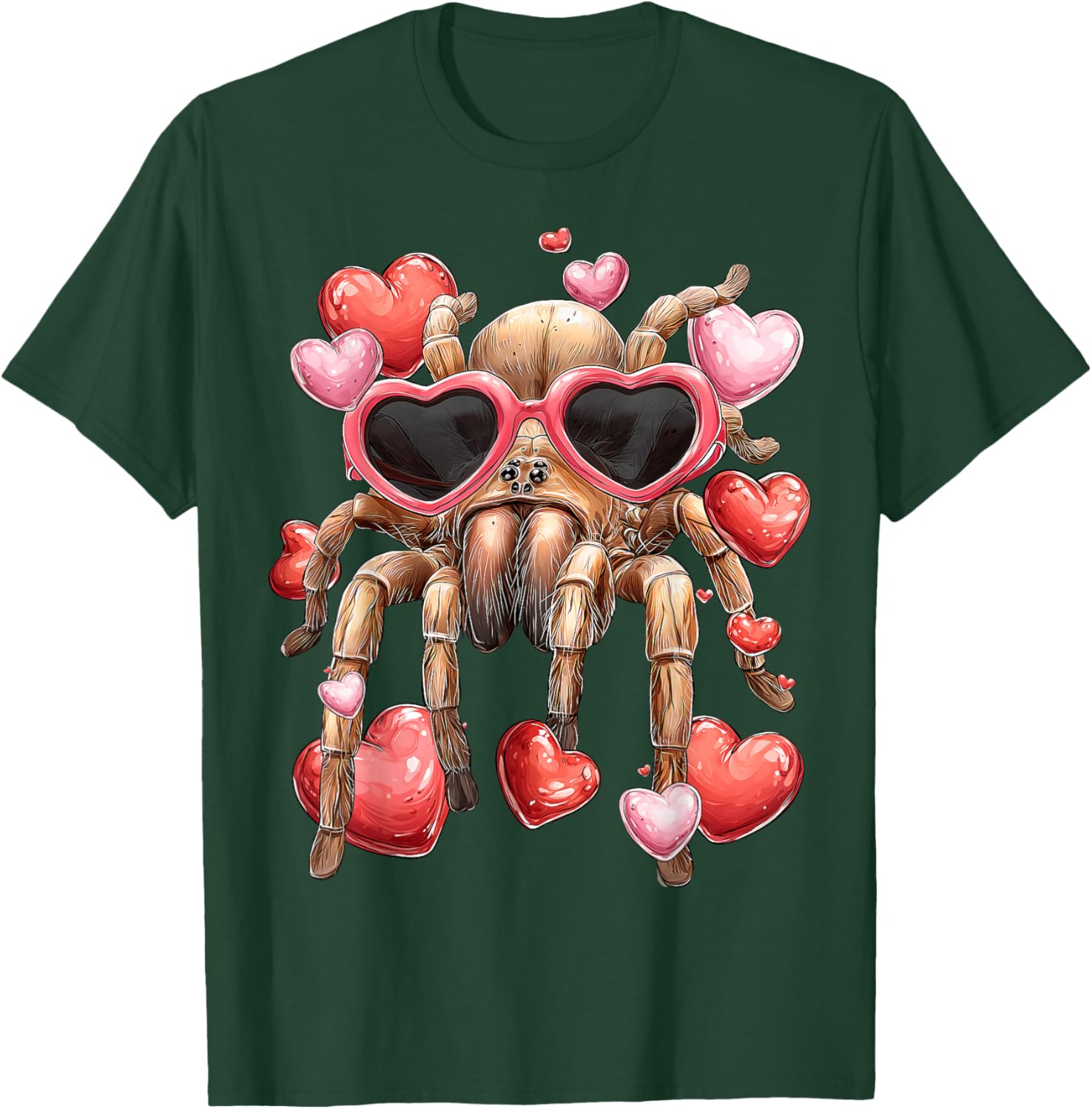 Tarantula Spider Valentine's Day Heart Glasses T-Shirt - T-Shirt | Forest
