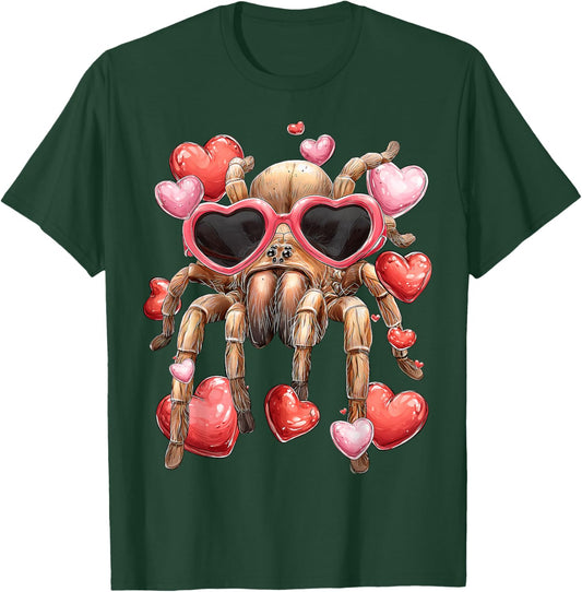 Tarantula Spider Valentine's Day Heart Glasses T-Shirt - T-Shirt | Forest