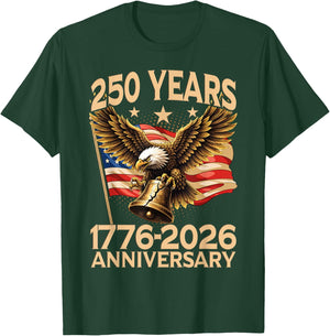 Eagle and Flag 250 Years of America 1776-2026 250th Birthday T-Shirt - T-Shirt | Forest