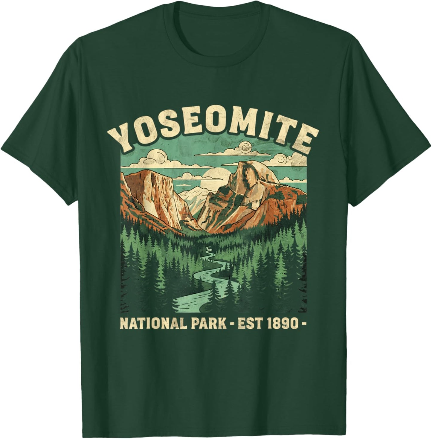 Yosemite National Park USA Hiking Souvenir Adventure Outdoor T-Shirt - T-Shirt | Forest