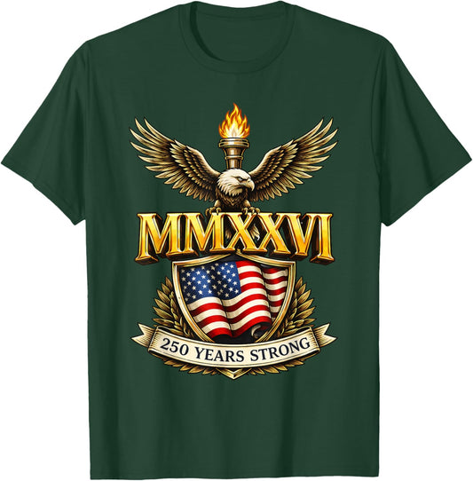 Flag Vintage 250 Years American 1776 2026 250th USA Birthday T-Shirt - T-Shirt | Forest
