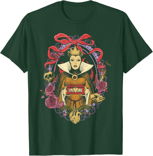 Disney Villains Evil Queen Bow and Floral Frame Portrait T-Shirt - T-Shirt | Forest