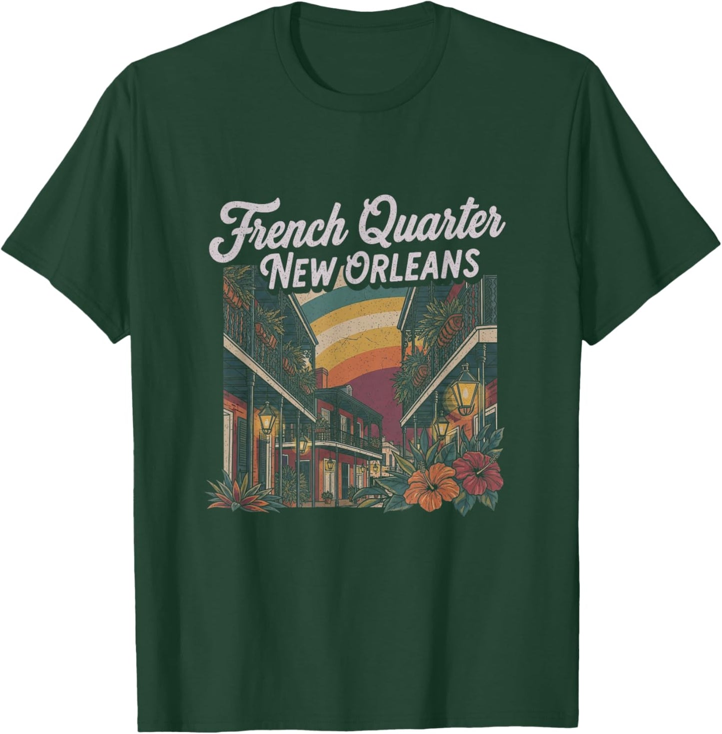 Retro New Orleans French Quarter Art Design T-Shirt - T-Shirt | Forest