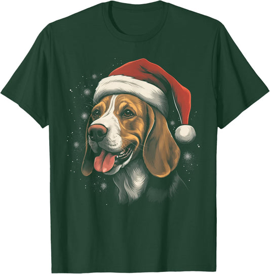 Beagle Dog - Christmas Funny Santa Holiday Men Women T-Shirt - T-Shirt | Forest