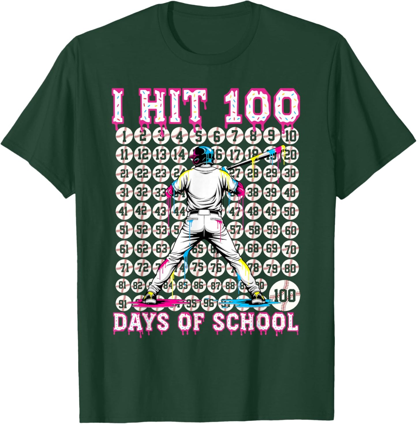 100 Days of School Boys Kids 100th Day of School Baseball T-Shirt - T-Shirt | Forest