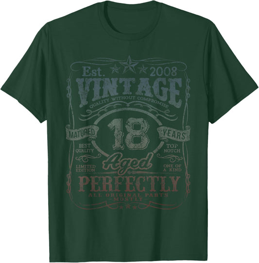 Vintage 2008 Limited Edition Shirt 18 Year Old 18th Birthday T-Shirt - T-Shirt | Forest