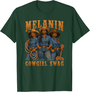 African Melanin Cowgirls Swag Black History Month Rodeo T-Shirt - T-Shirt | Forest