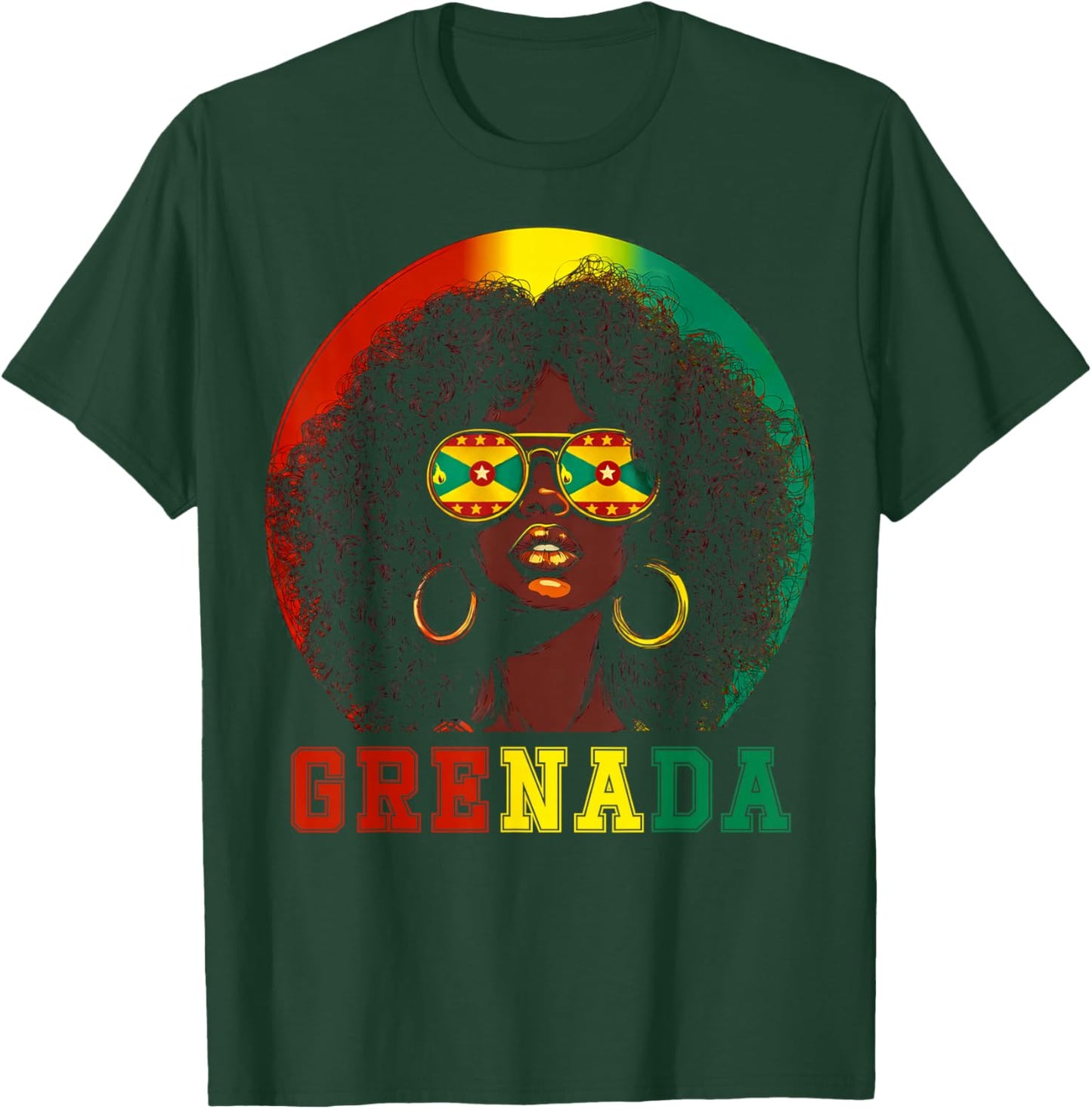 Grenada Flag Sunglasses Grenadian Girl Pride Caribbean Women T-Shirt - T-Shirt | Forest