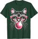 Cute Cat with Glasses and Bubblegum T-Shirt - T-Shirt | Forest