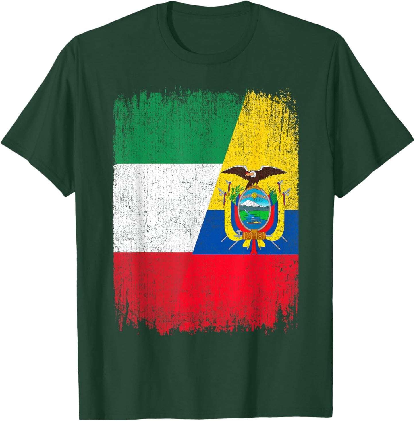 Half Italy Ecuador Flag Italian Ecuadorian Pride Roots T-Shirt - T-Shirt | Forest