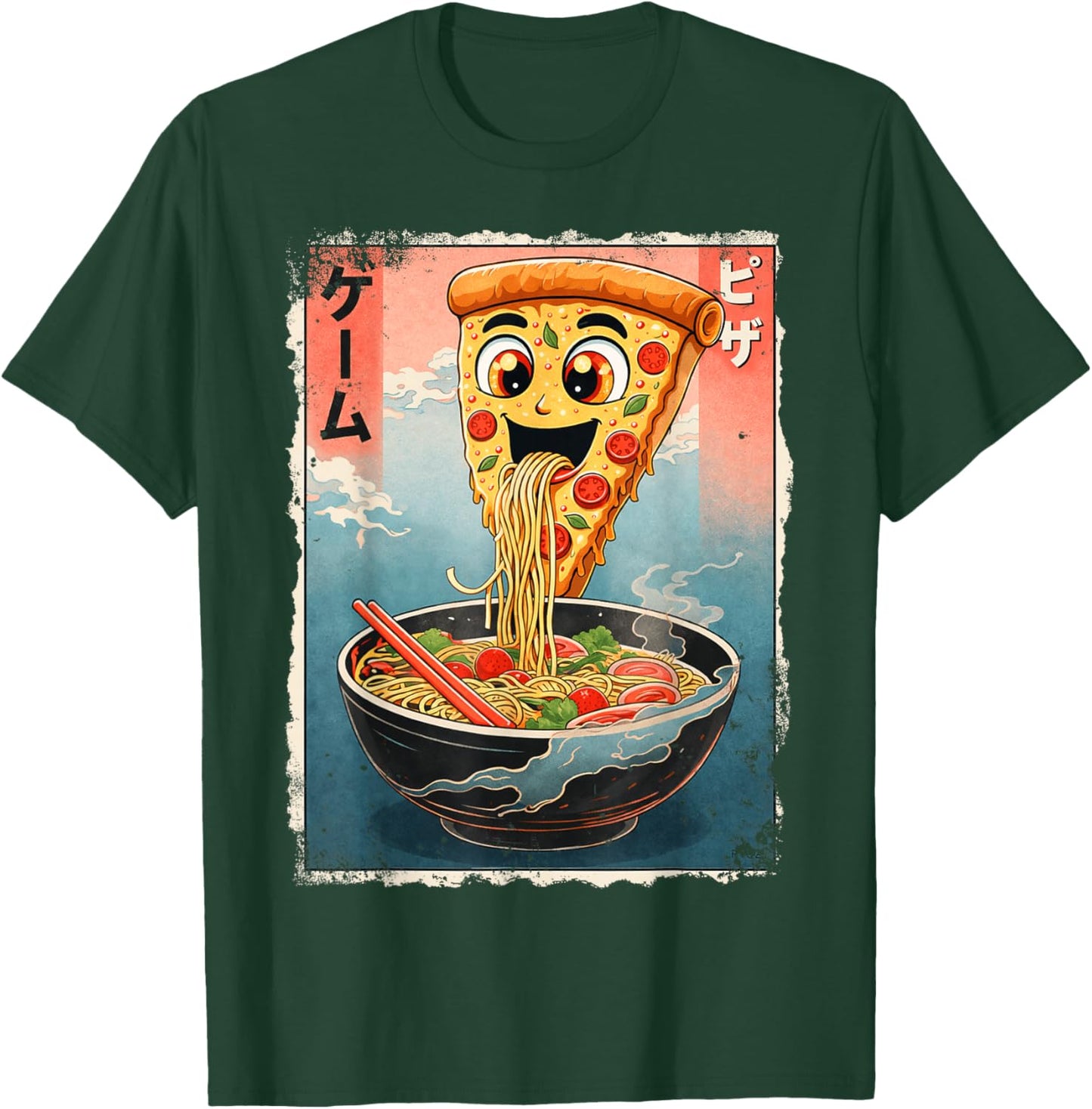 Funny Kawaii Pizza Eat Ramen Japan Japanese Boy Girl Kid T-Shirt - T-Shirt | Forest
