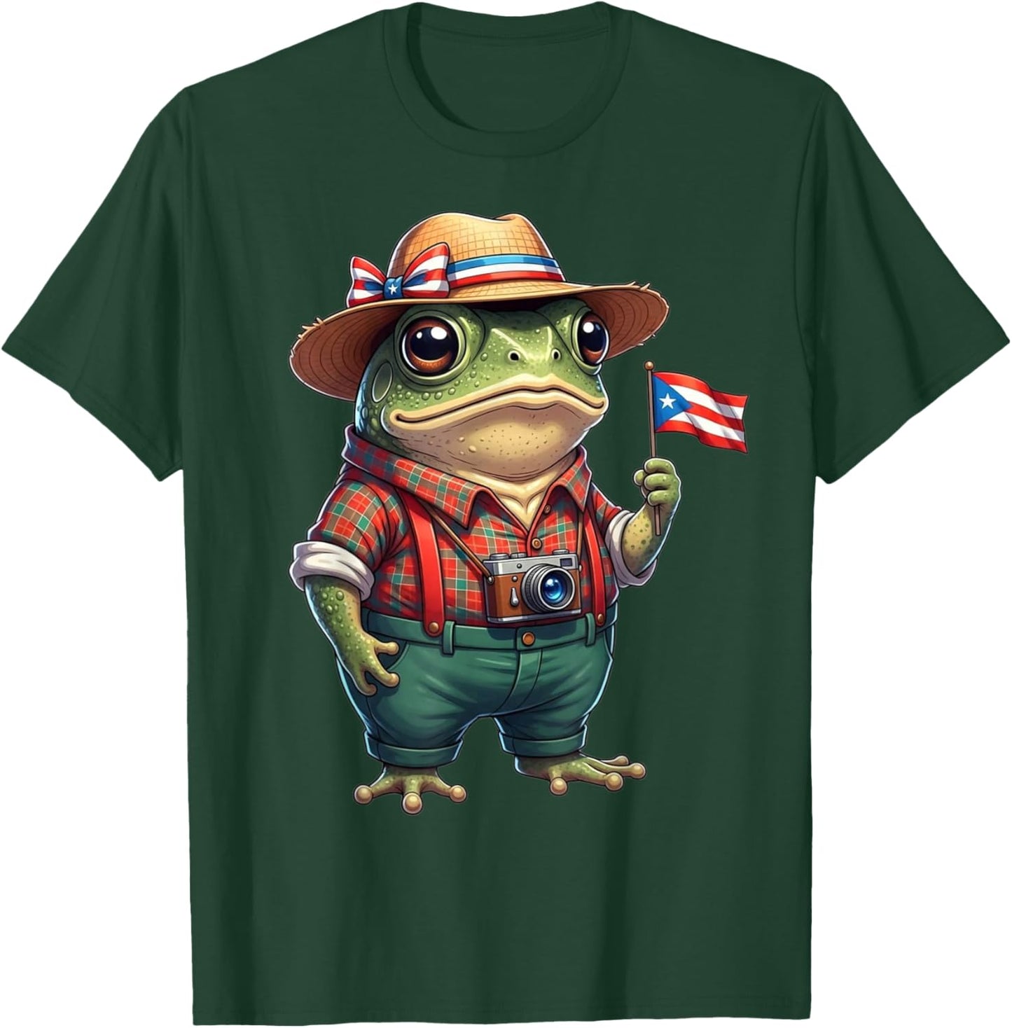 Funny Coqui Frog Puerto Rico Flag Taino Boricua Hispanic T-Shirt - T-Shirt | Forest