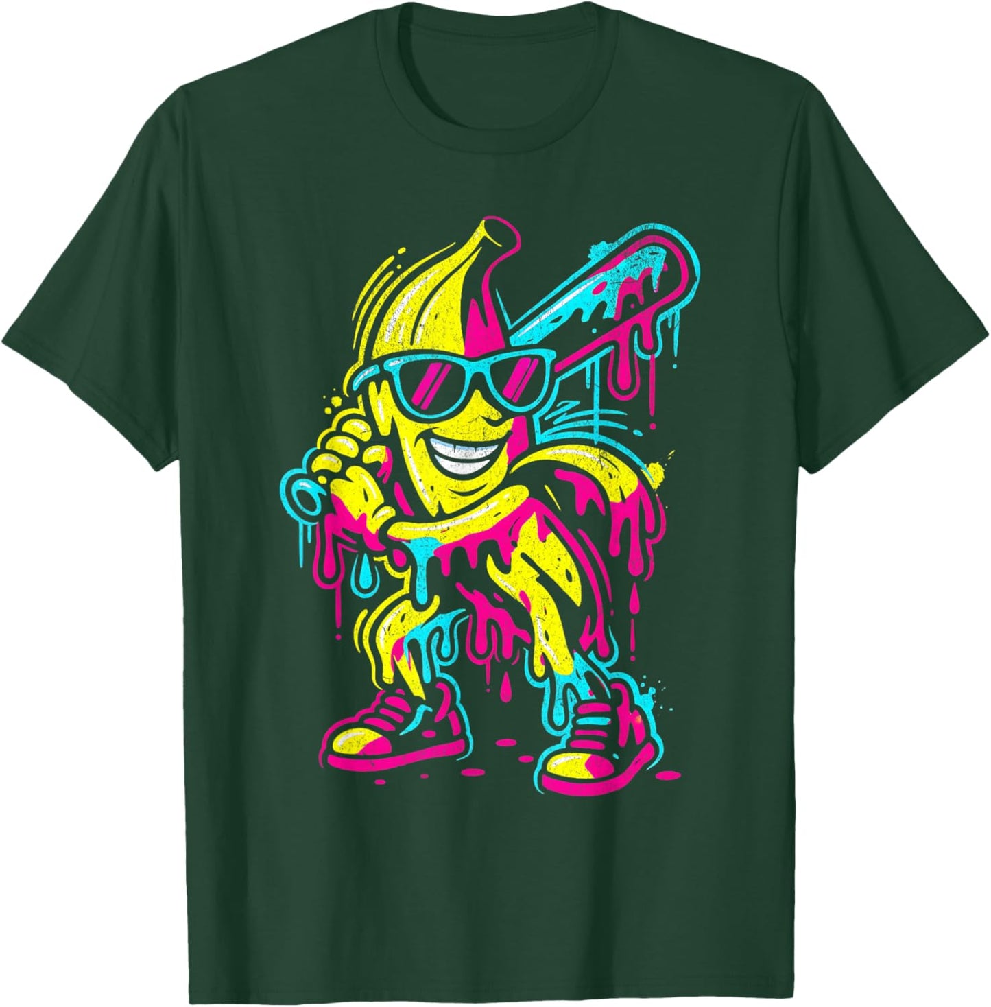 Baseball Banana Drip Funny Design for Youth Girls Boys Kids T-Shirt - T-Shirt | Forest