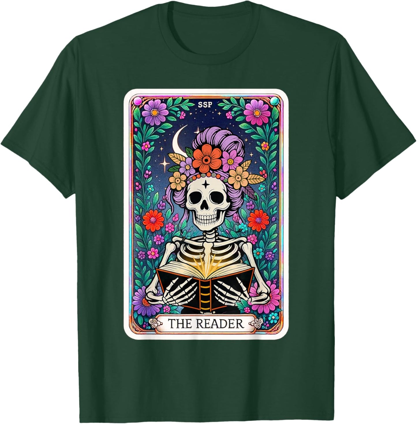 The Reader Skeleton Tarot Card Reading Book Girls Women T-Shirt - T-Shirt | Forest