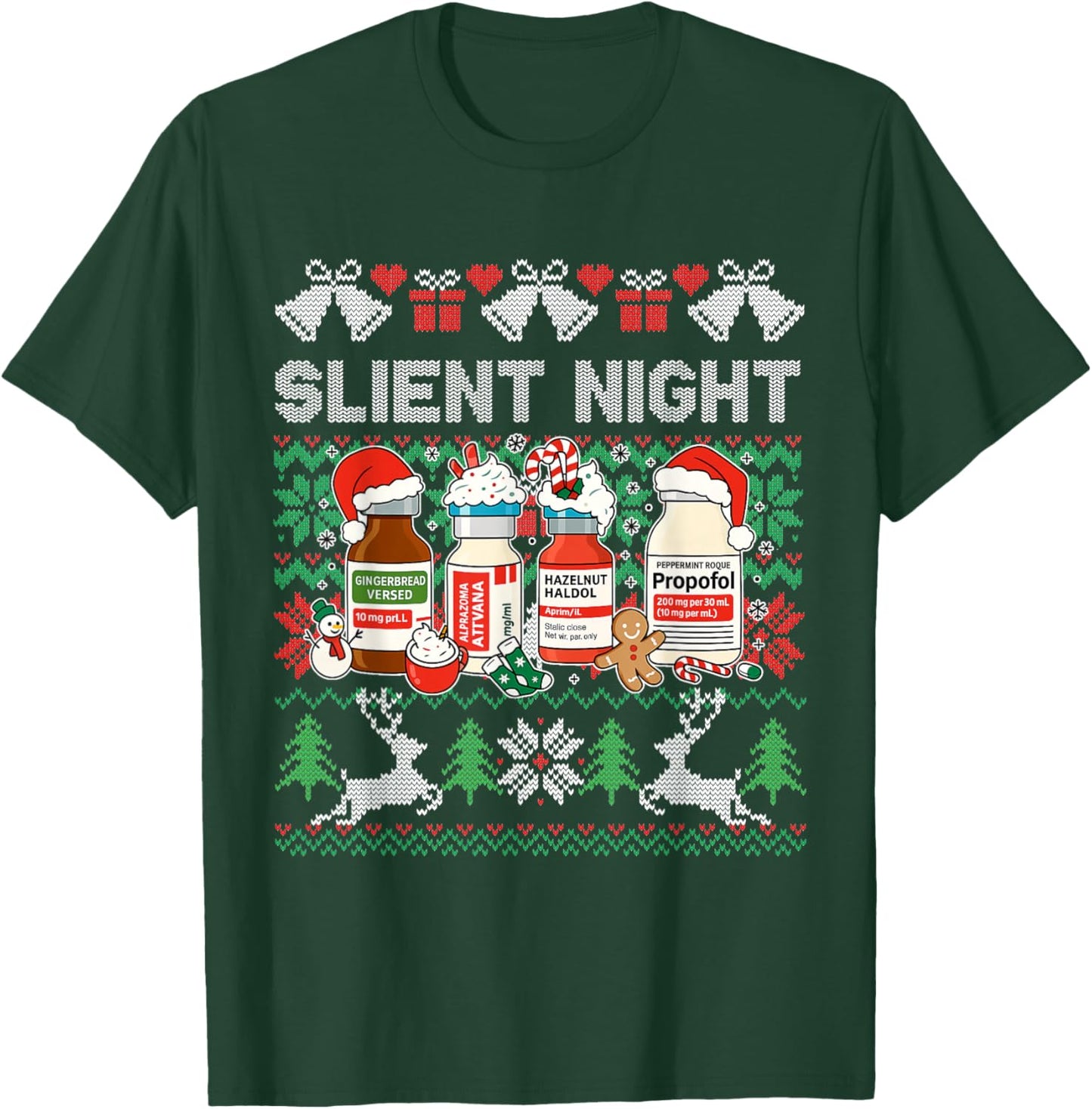 Propofol Silent Night ICU Nurses Funny Merry Ugly Christmas T-Shirt - T-Shirt | Forest