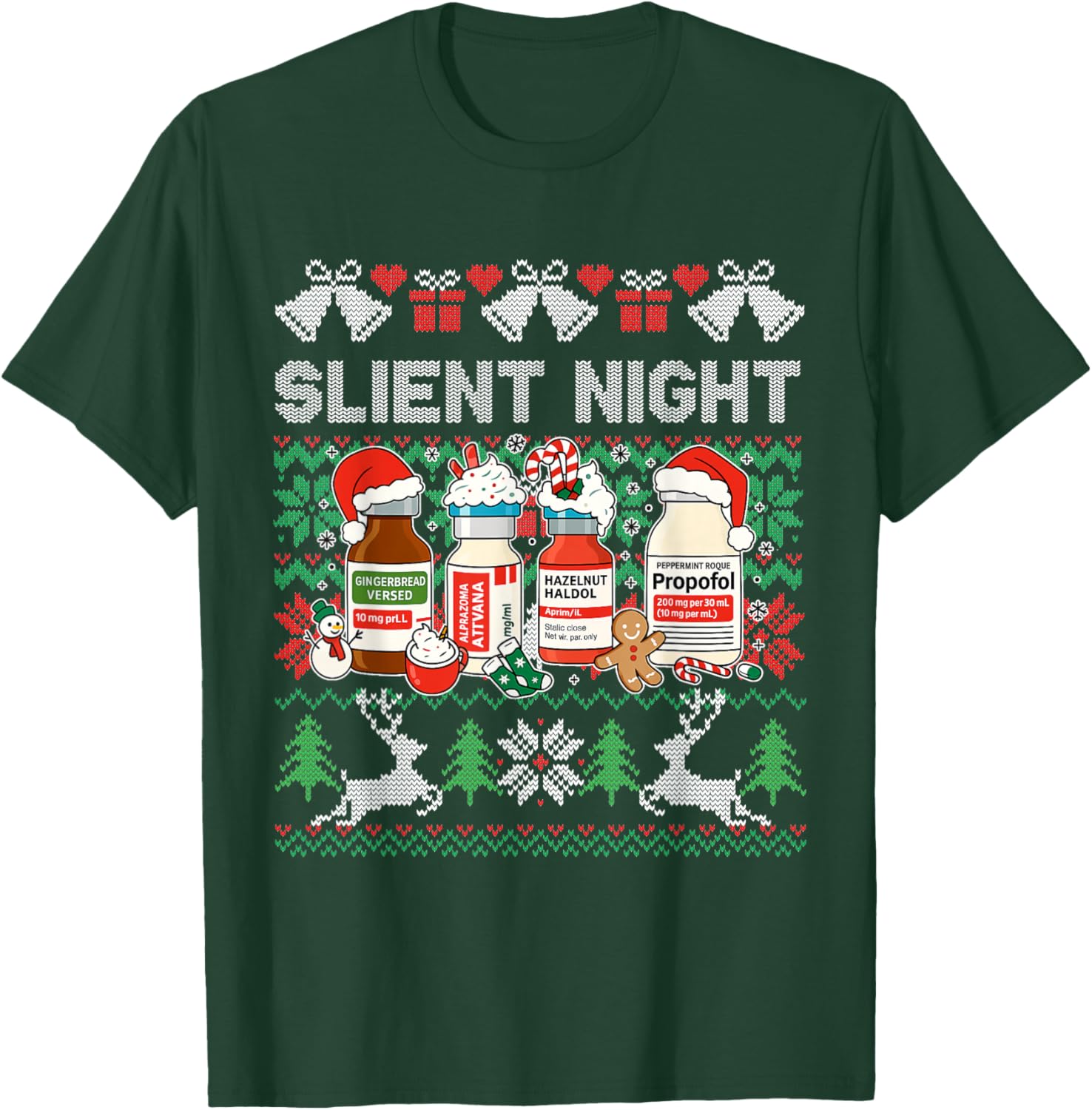 Propofol Silent Night ICU Nurses Funny Merry Ugly Christmas T-Shirt - T-Shirt | Forest