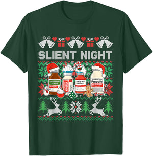 Propofol Silent Night ICU Nurses Funny Merry Ugly Christmas T-Shirt - T-Shirt | Forest