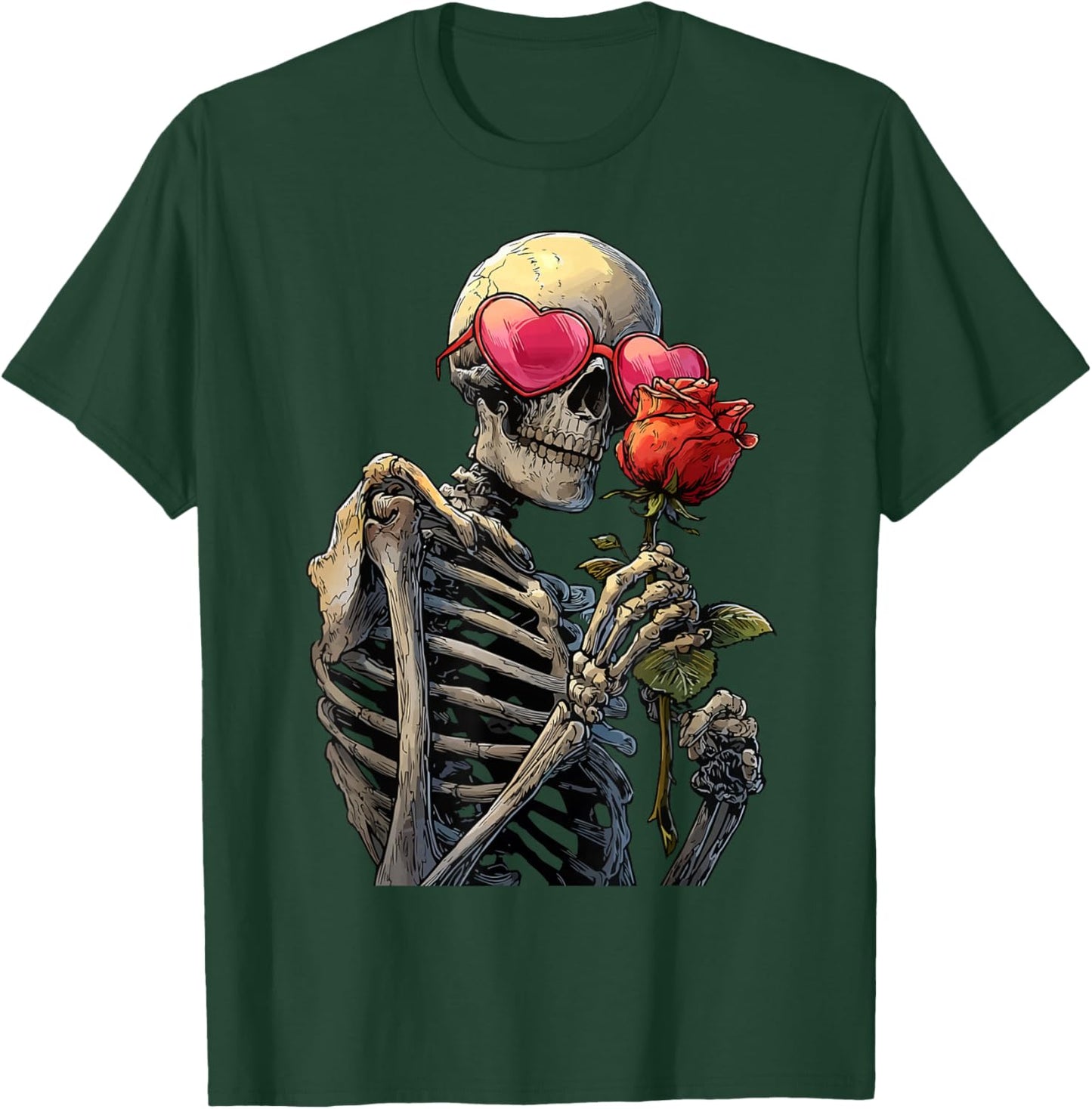 Spooky Skeleton in Heart Glasses Gothic Valentine's Day Goth T-Shirt - T-Shirt | Forest