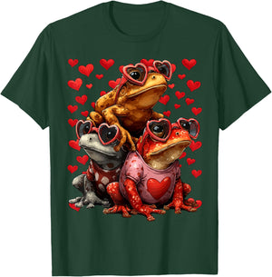 Cute Frogs with Heart Sunglasses Valentines Day Hearts Love T-Shirt - T-Shirt | Forest