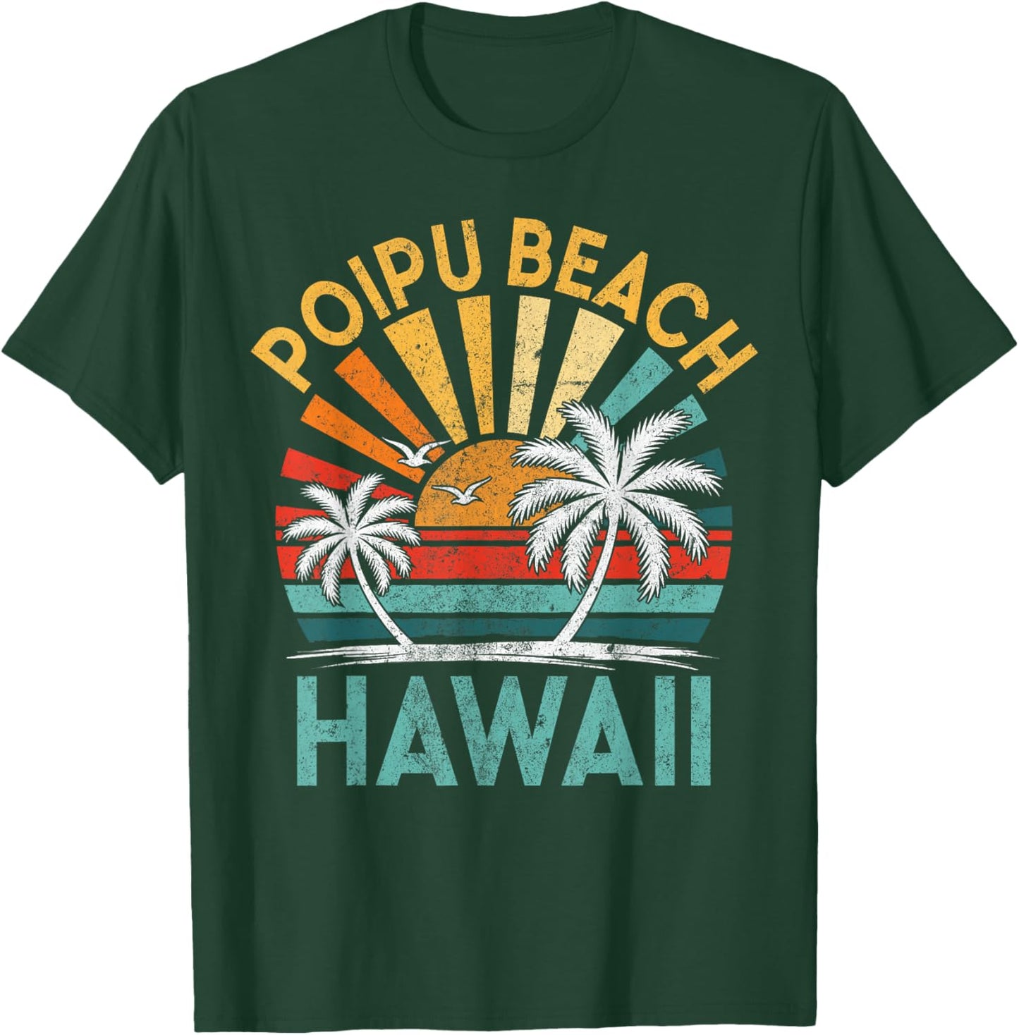 Poipu Beach Hawaii Family Vacation Vintage Sunset T-Shirt - T-Shirt | Forest