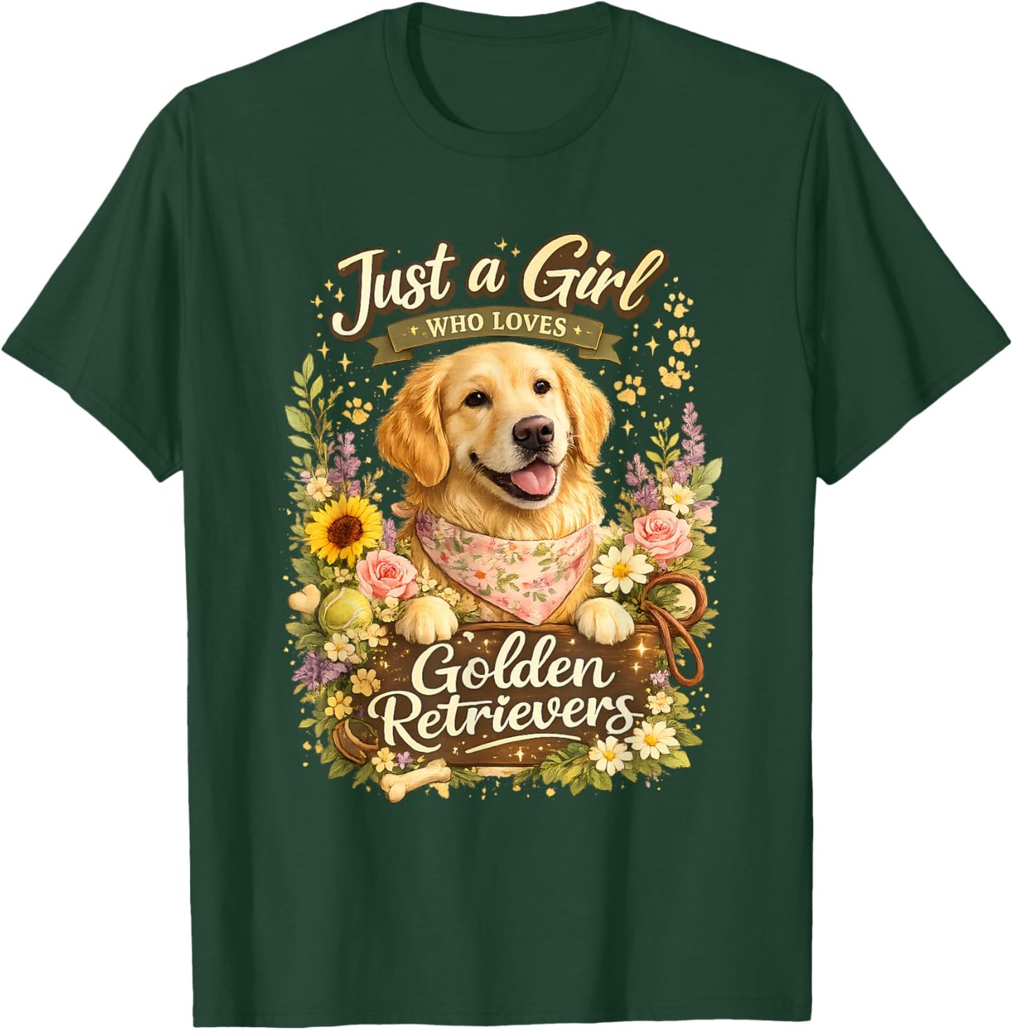Just a Girl Who Loves Golden Retrievers Graphic T-Shirt - T-Shirt | Forest