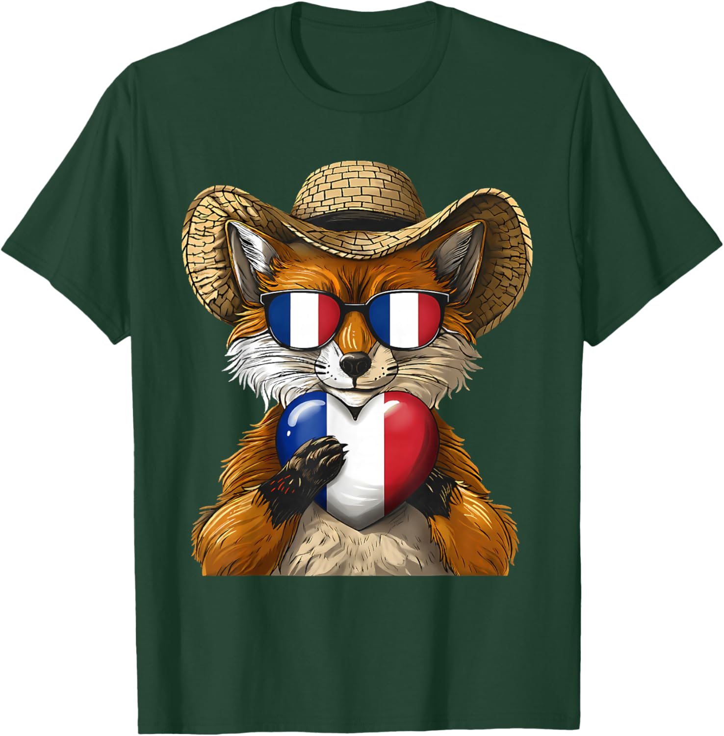 French Flag Fox France Pride T-Shirt - T-Shirt | Forest