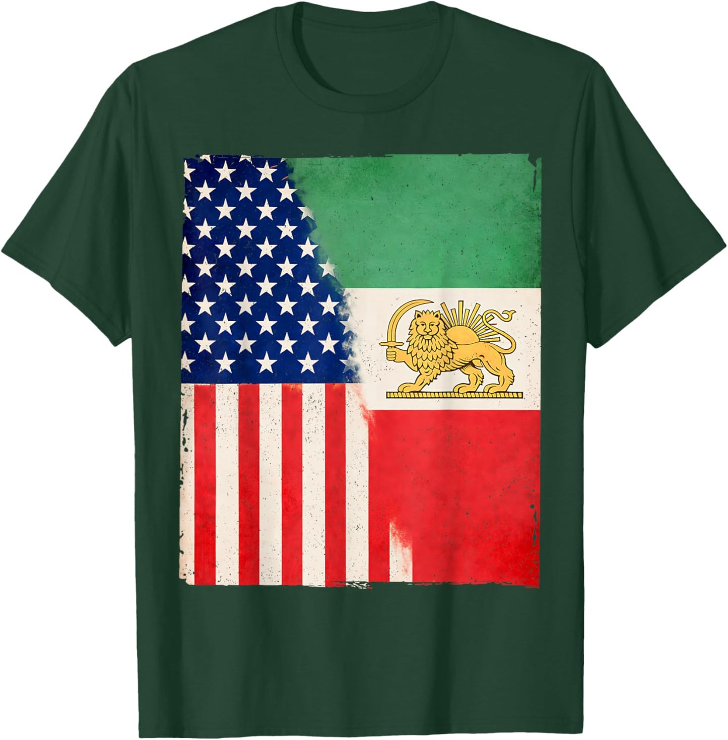 Persian American Flag USA Persia Roots Heritage T-Shirt - T-Shirt | Forest