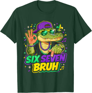 Mardi Gras Six Seven Bruh Mardigator Alligator 6 7 Meme Boys T-Shirt - T-Shirt | Forest