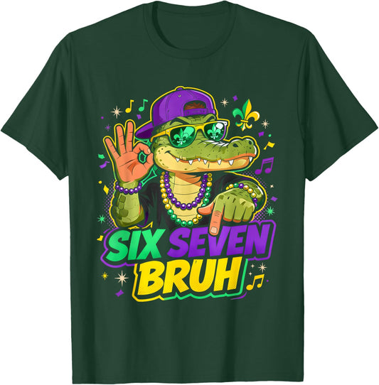 Mardi Gras Six Seven Bruh Mardigator Alligator 6 7 Meme Boys T-Shirt - T-Shirt | Forest