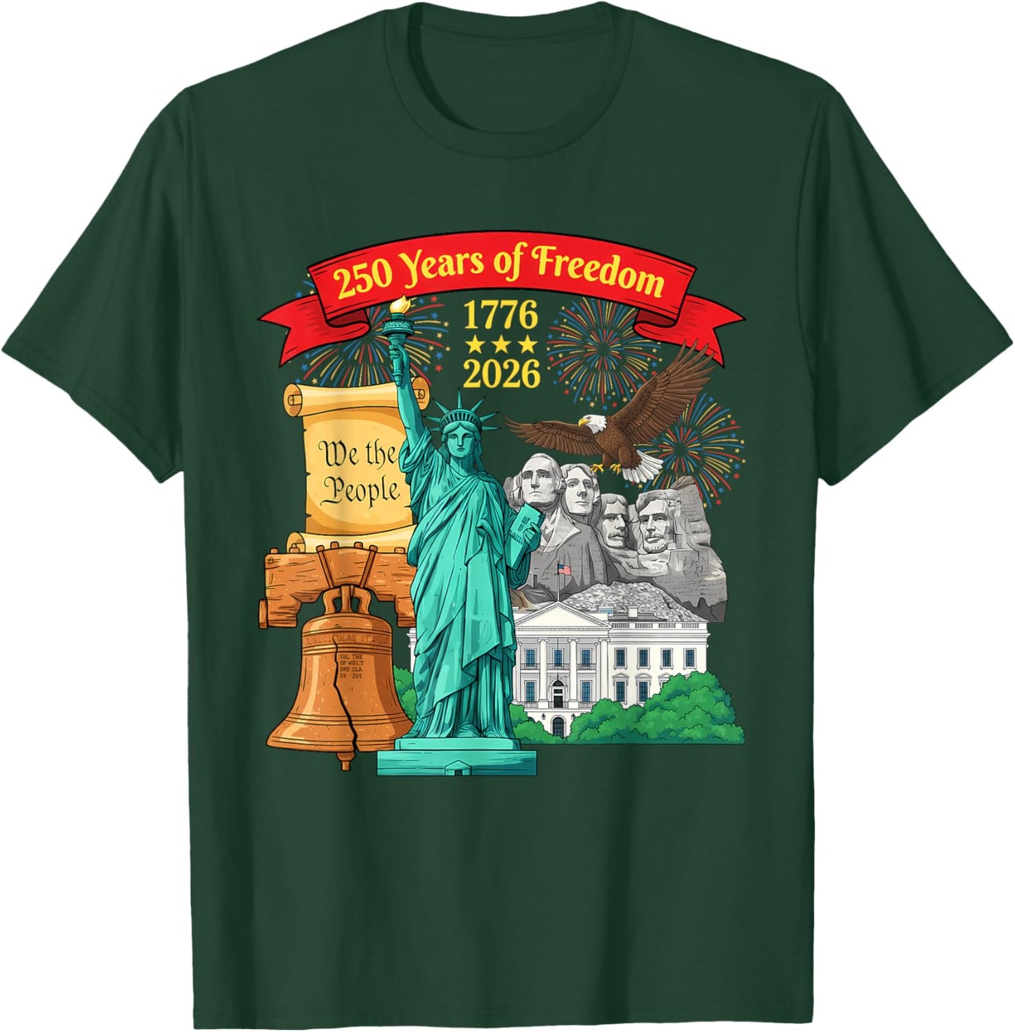 250 Anniversary USA 250th American Flag Patriotic 250 Years T-Shirt - T-Shirt | Forest