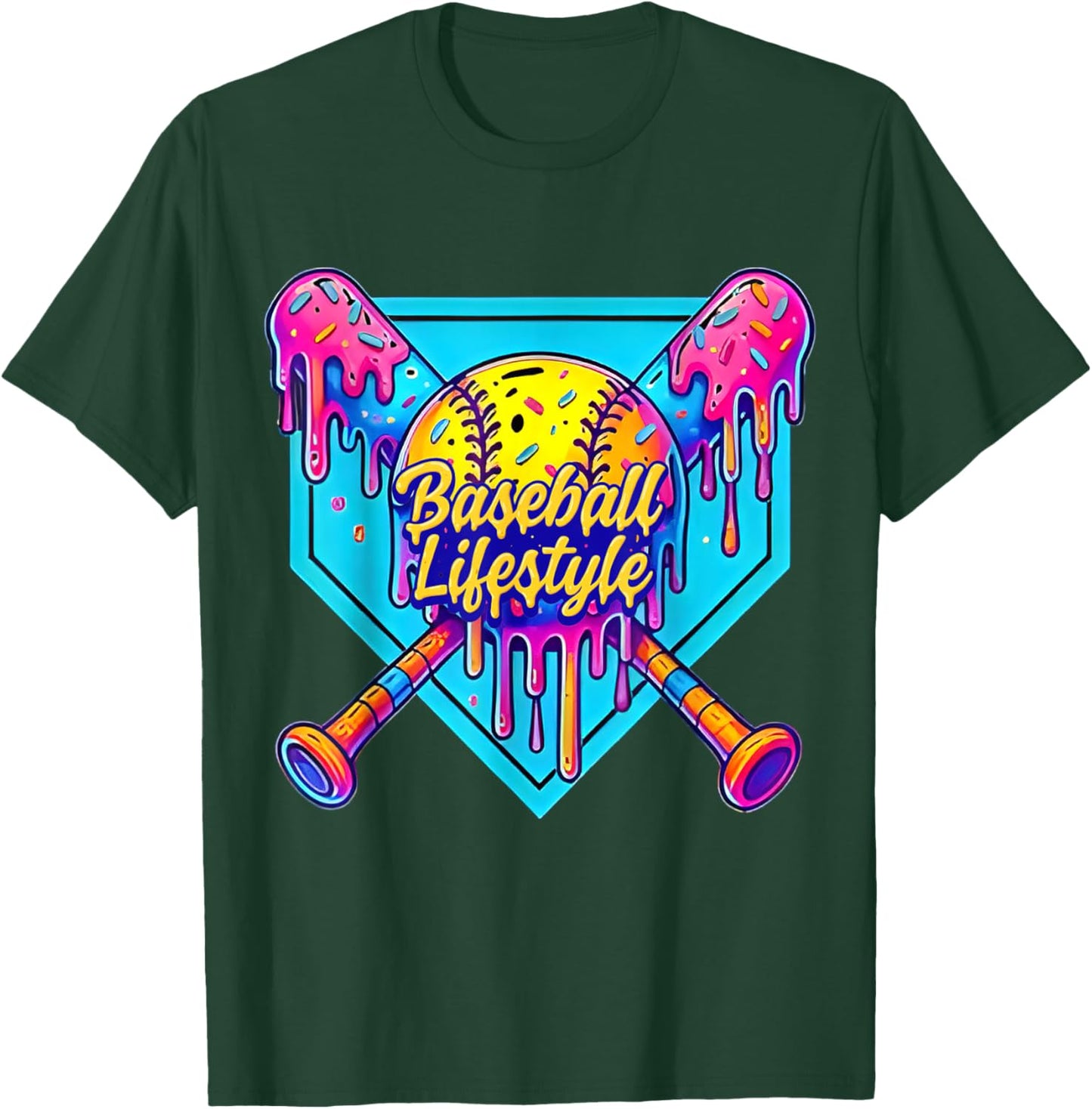 Baseball Life Style 101 Apparel Youth Drip Baseball Boys Kid T-Shirt - T-Shirt | Forest