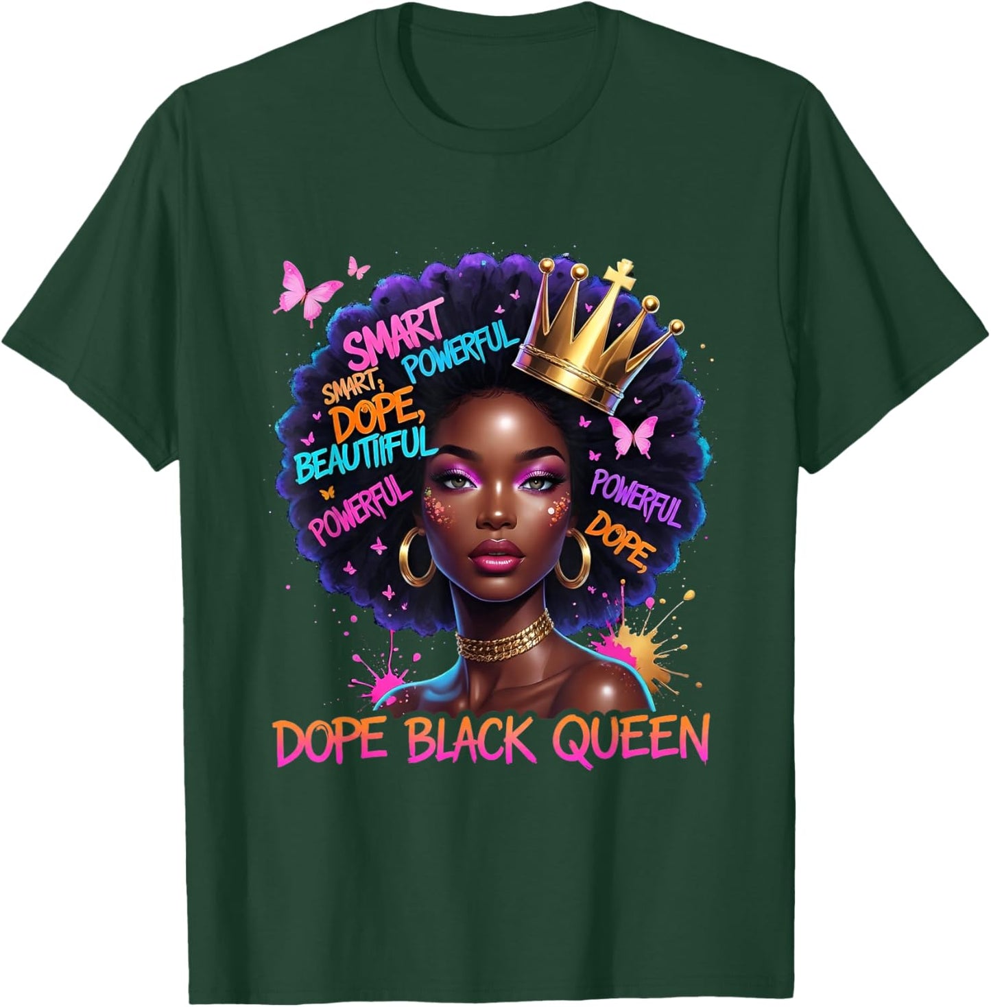 African Melanin Dope Queen Black Women Afro Girl T-Shirt - T-Shirt | Forest