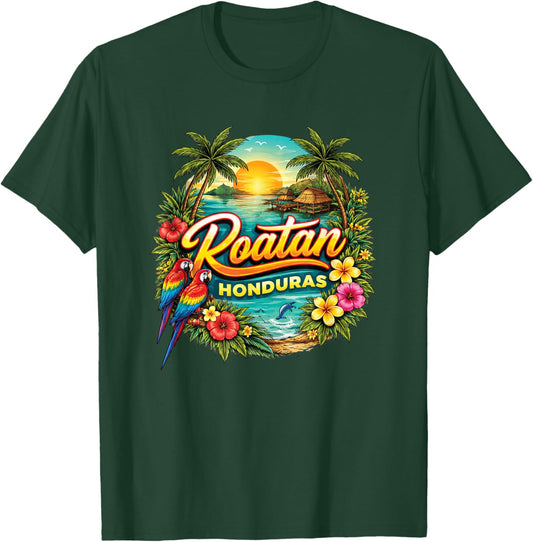 Roatan Honduras Tropical Sunset Landscape T-Shirt - T-Shirt | Forest