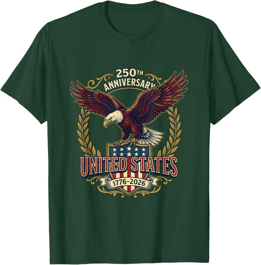 250 Anniversary USA 250th US Flag Patriotic 4th of July T-Shirt - T-Shirt | Forest