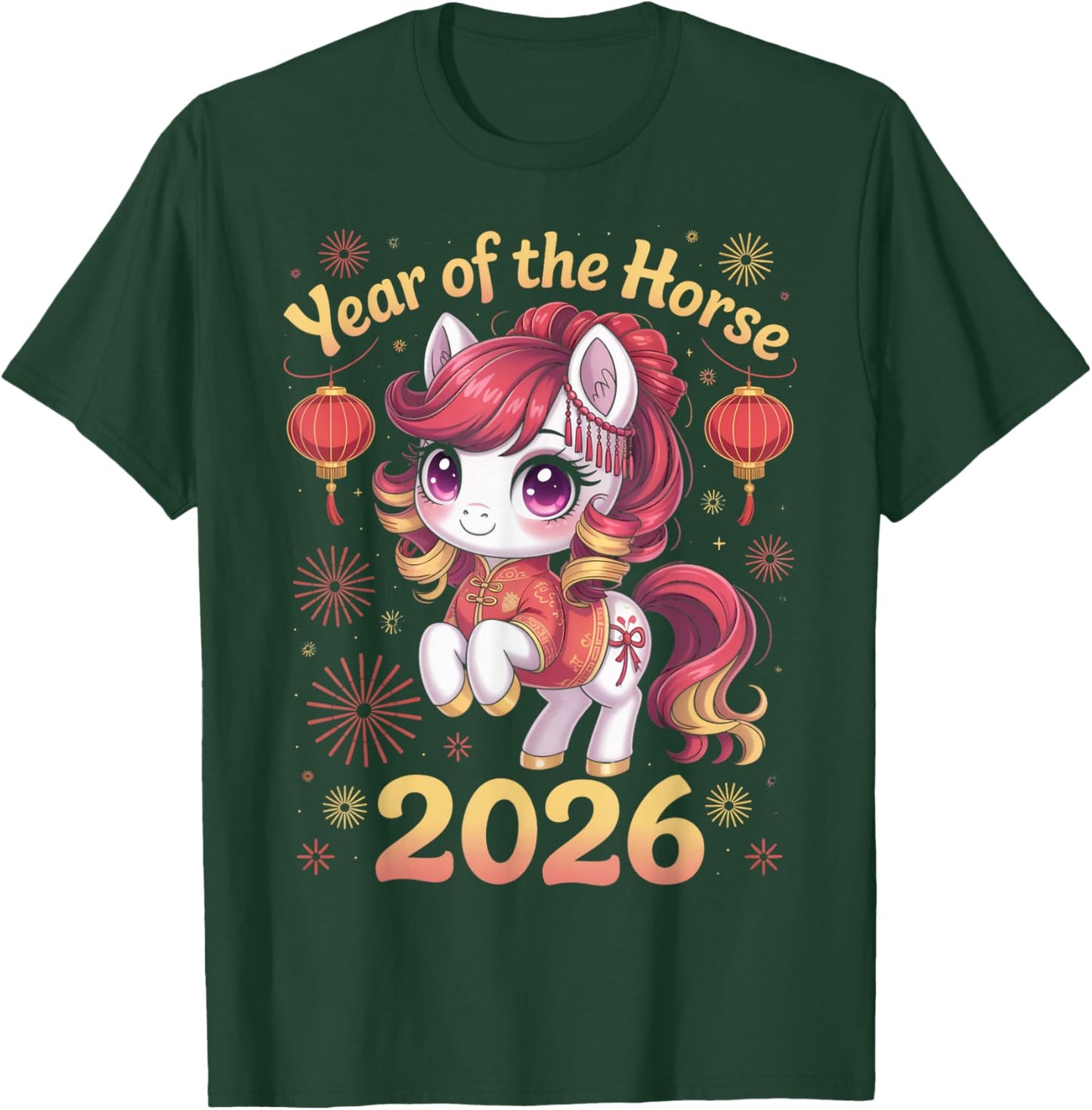 Cute Horse Zodiac Chinese Lunar New Year of The Horse 2026 T-Shirt - T-Shirt | Forest