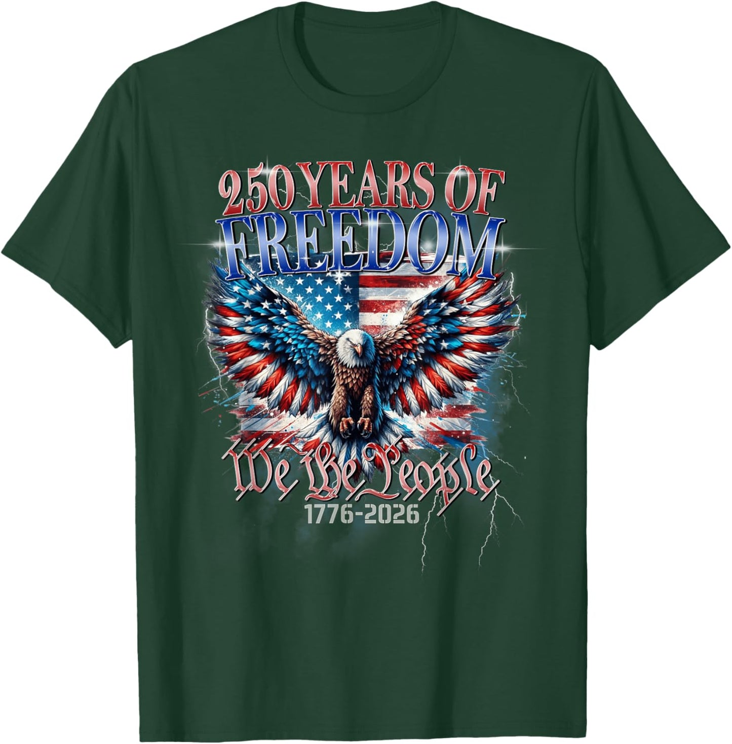 Flag Vintage 250 Years American 1776 2026 250th USA Birthday T-Shirt - T-Shirt | Forest