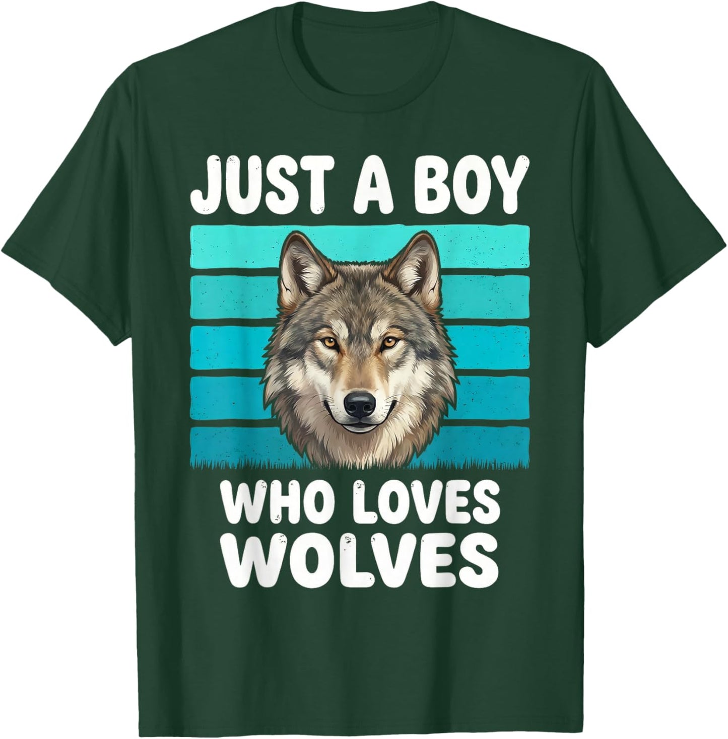 Just a Boy Who Loves Wolves Funny Wolf Lover Kids Boys T-Shirt - T-Shirt | Forest