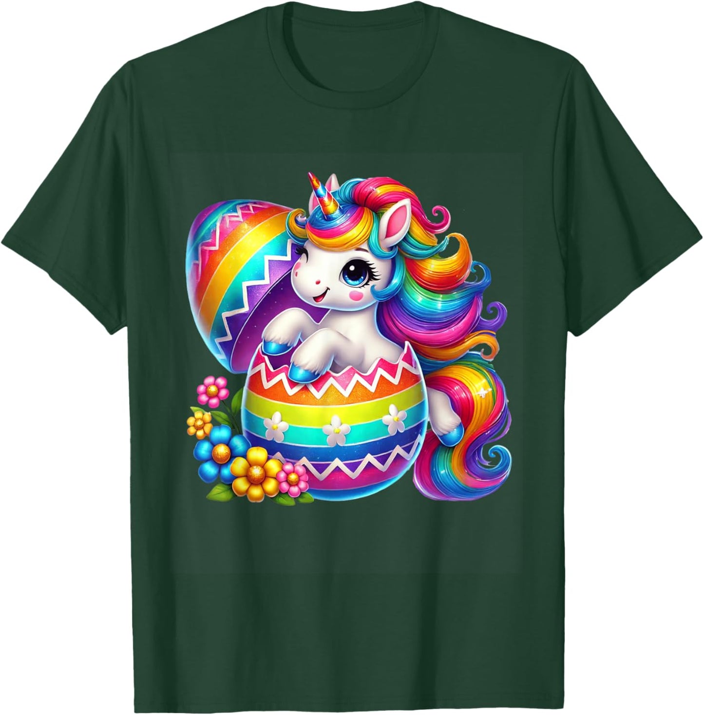Easter Unicorn Shirt with Eggs Happy Easter Girls Kids Cute T-Shirt - T-Shirt | Forest
