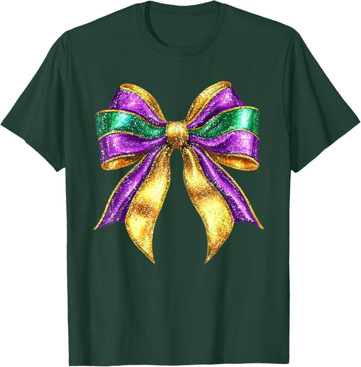 Cute Mardi Gras Fat Coquette Bow Tuesday Kids Girls Women T-Shirt - T-Shirt | Forest