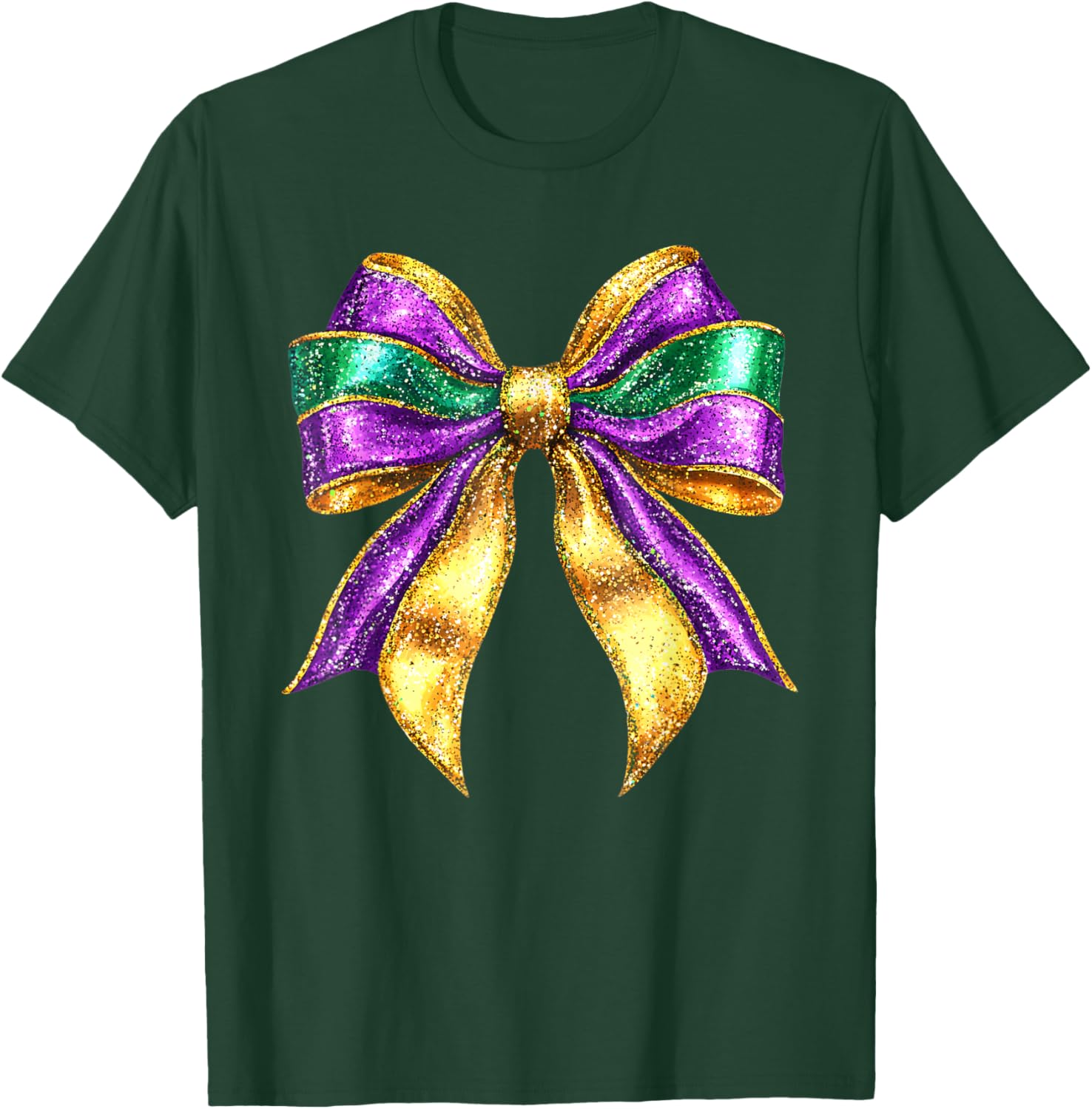 Cute Mardi Gras Fat Coquette Bow Tuesday Kids Girls Women T-Shirt - T-Shirt | Forest