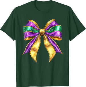 Cute Mardi Gras Fat Coquette Bow Tuesday Kids Girls Women T-Shirt - T-Shirt | Forest