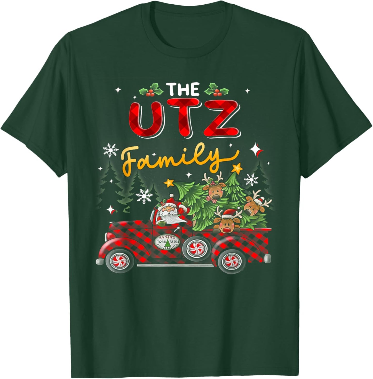 The Utz Family Christmas Matching Pajamas Group Gift T-Shirt - T-Shirt | Forest