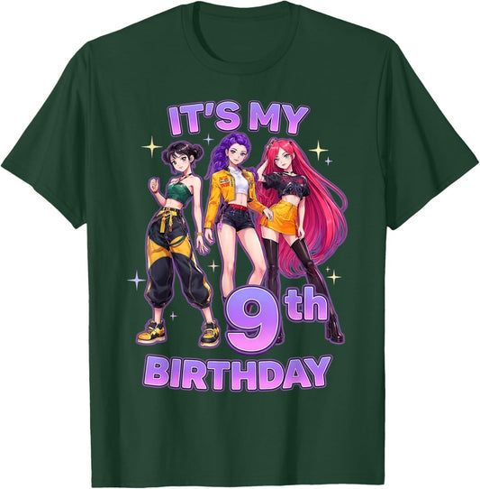 9 Years Old Birthday K pop Kids 9th Bday Girls K-pop T-Shirt - T-Shirt | Forest