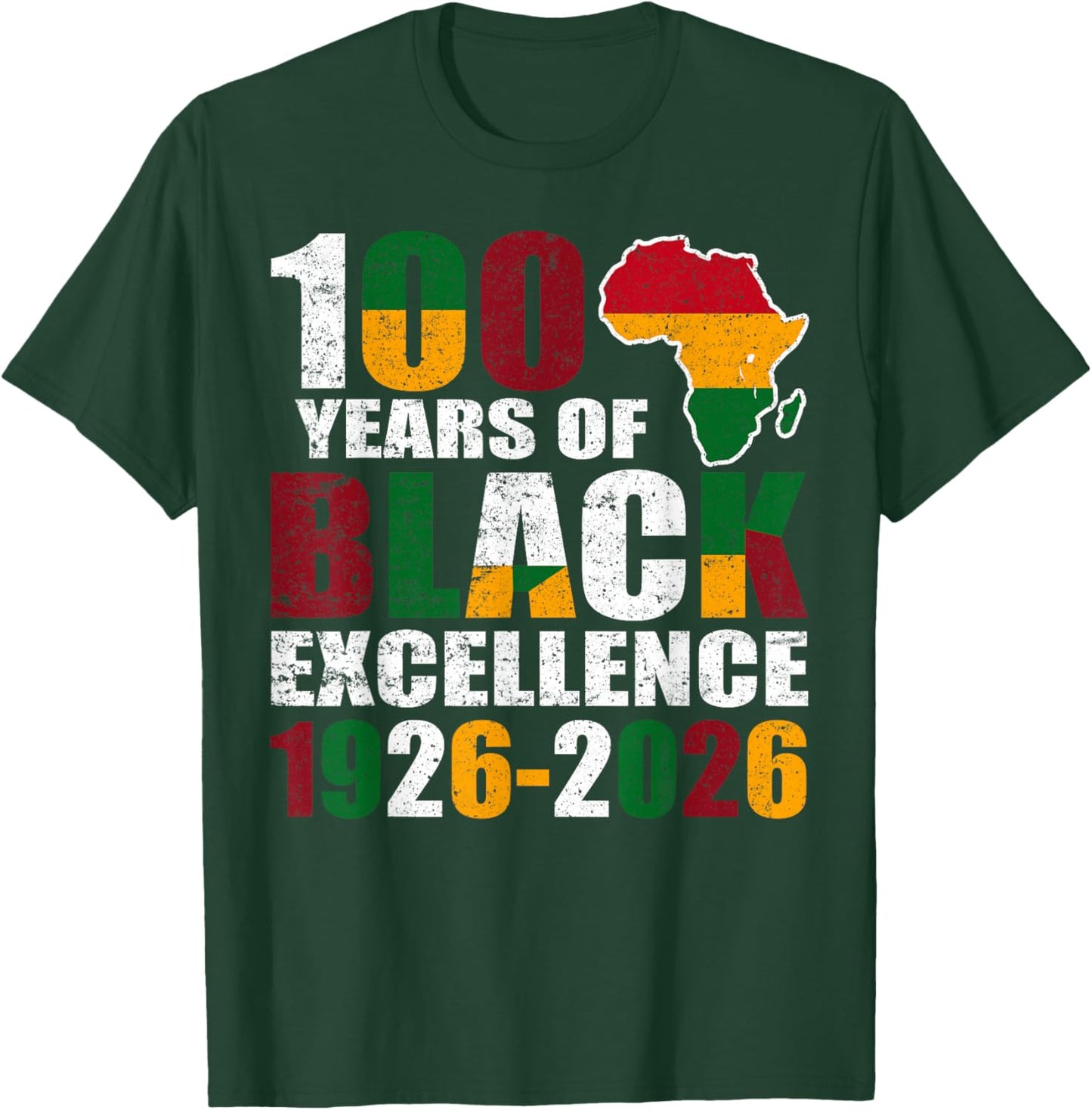 100 Years of Black Excellence Centennial Black History Month T-Shirt - T-Shirt | Forest